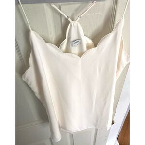 J. Crew Scalloped Neckline Camisole Cream / Ivory Flowy Fit Size XL